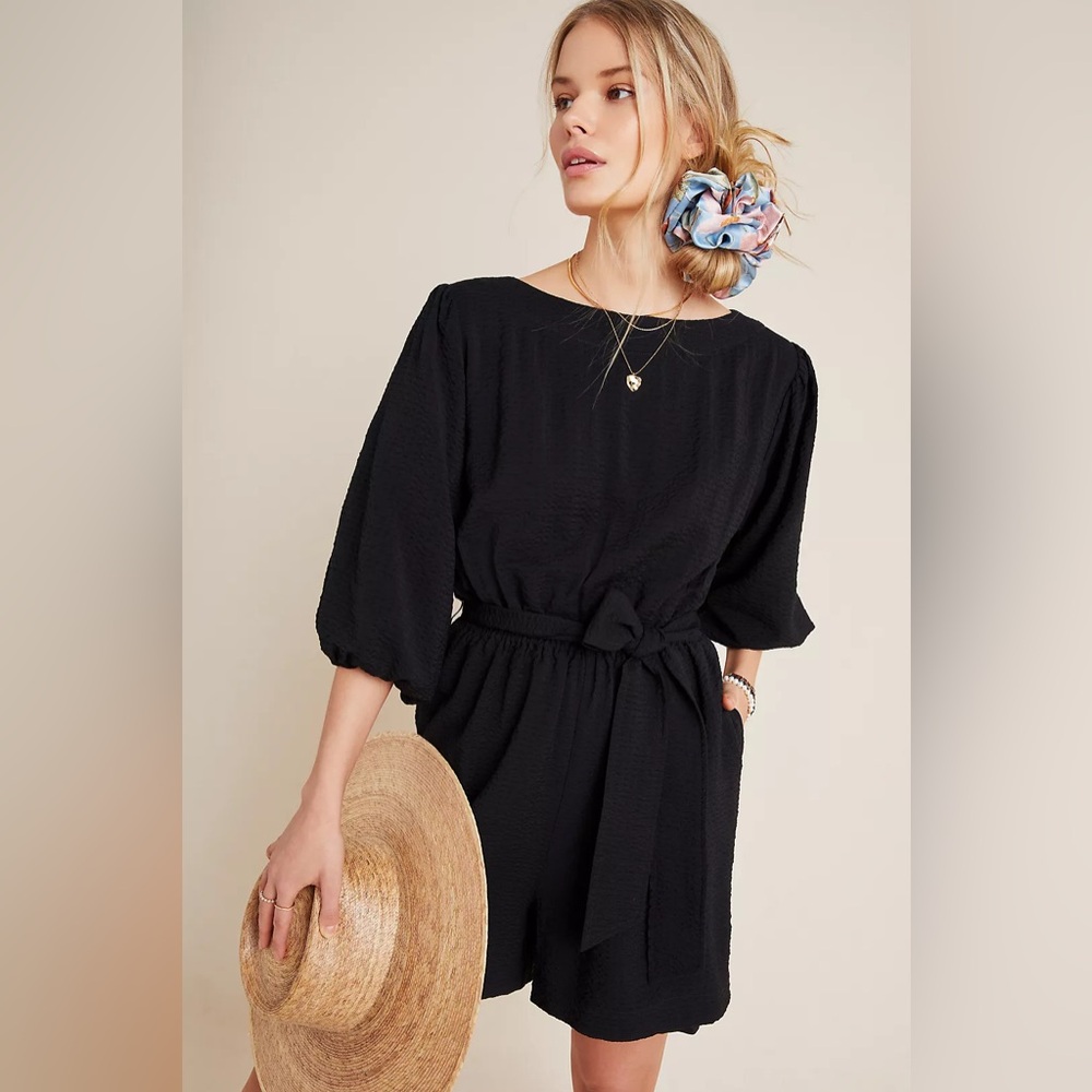 Anthropologie Francesca Balloon-Sleeved Romper Size XS